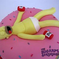 Drunk Homer on a Giant Donut