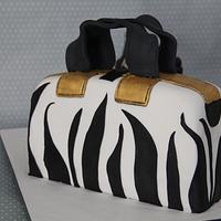 3D Black and White Purse Cake
