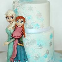 Frozen Anna & Elsa two tier cake