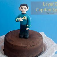 Captain Spock Cake topper and Chocolate layer cake