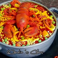 RICE WITH LOBSTER SHAPED CAKE