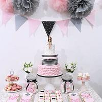 Girly cake and Dessert Table