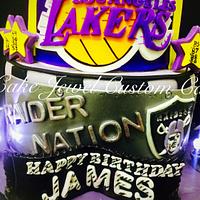 Lakers and Raiders Fan Combo Cake