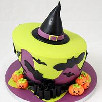 Topsy Turvy Halloween Cake
