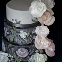 Bohemian handpainted old fashioned wafer paper roses 