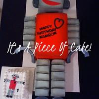 Robot Cake, took up my entire table, buttercream icing