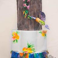 Humming bird wedding cake 