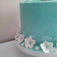 Tiffany blue with sugar flowers