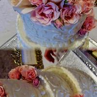 Feminity pink and white buttercream wedding cake