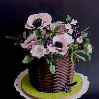 Spring flower basket cake
