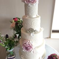 Peony wedding cake 