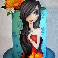 Airbrush painted cake. 