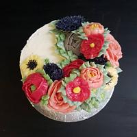 Buttercream flowers cake 