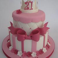 2 Tier Girly Princess 21st Birthday Cake