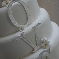 4 Tier Monogram 'LOVE' Wedding Cake
