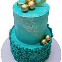Two tier turquoise cake