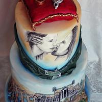 Handpainted wedding cake