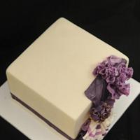 Purple Ruffles and Straight  Sparp Edges  Fondant Finish Butter Cream Under Coat