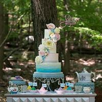 Ruffles and Flowers Wedding Cake