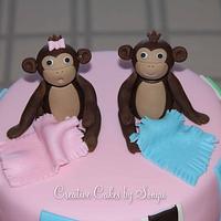 Monkey Twins Baby Shower Cake