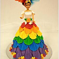 Rainbow Barbie Doll Cake