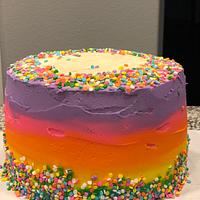 Rainbow confetti cake 