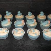 Blue baby boy baby shower cupcakes