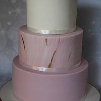 Wedding cake - old rose, marbled and white