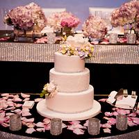 Peony + Hydrangeas Wedding Cake