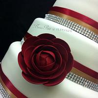 Deep Red Rose Wedding Cake