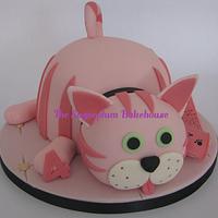 Simple Pink Cat Cake