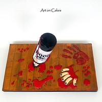 Halloween Vamprire Blood Wine Bottle Cake