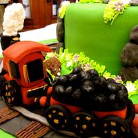Steam train with country theme cake