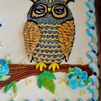 Owl buttercream sheet cake