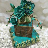 Elegant  Bronze & brown wedding cake 