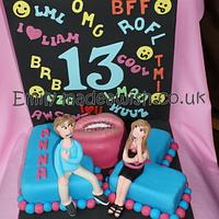 13th Birthday Text Talk cake