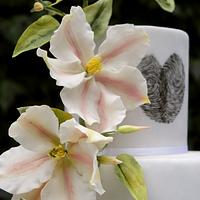 Wedding cake with clematis