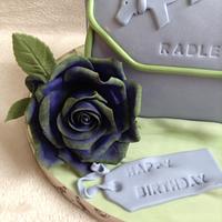 Mini chest radley bag with purple and green rose