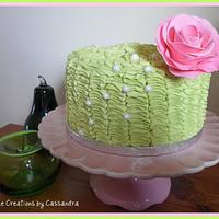 Buttercream ruffle rose Cake