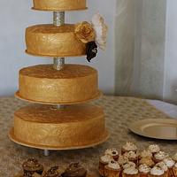 Shiny gold wedding cake 