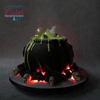 Smoking Halloween Cauldron Cake