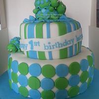 Turtle Themed 1st Birthday Cake