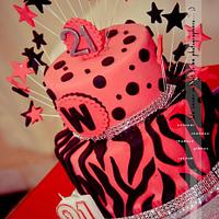red and black zebra print cake
