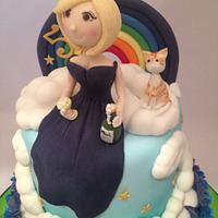 Rainbows and cats 50th birthday cake