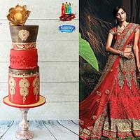 SINDOOR & GOLD - Elegant Indian Fashion Collaboration Cake