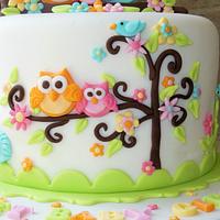 Owl Family Baby Shower Cake 