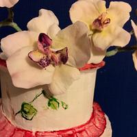 Cake  with orchids.