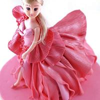 Barbie doll runway theme fondant cake