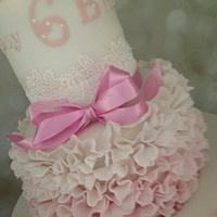 Pink ruffles ballet shoes cake 
