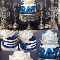 Navy and White Stripe Cake